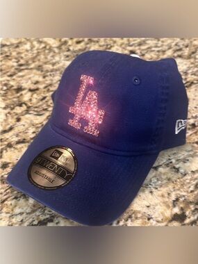 Los Angeles Dodgers WOMENS Pink Swarovski Bling New Era Adjustable Hat Cap
